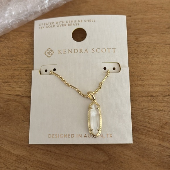 Kendra Scott Eva 14K Gold Over Brass Long Pendant Necklace Mother of Pearl new - Picture 8 of 8